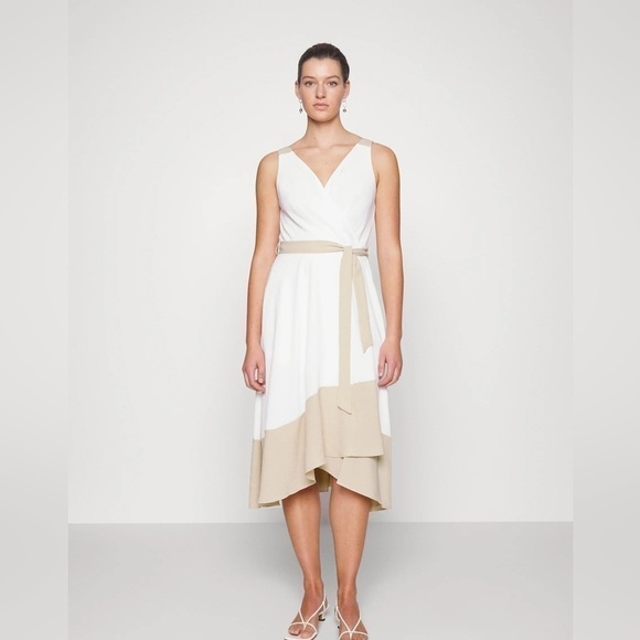 Dkny Plus Womens Size Colorblocked Faux-Wrap Dress  size 14 new - Picture 12 of 13